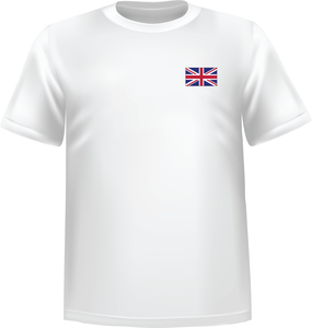 White t-shirt 100% cotton ATC with United kingdom flag at chest - T-shirt United kingdom chest