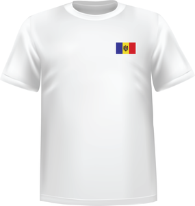 White t-shirt 100% cotton ATC with Moldova flag at chest - T-shirt Moldova chest