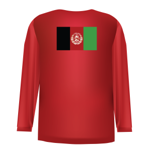 Red long sleeve with Afghanistan flag printed at back - Back Afghanistan flag
