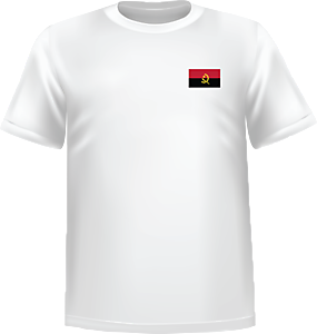 White t-shirt 100% cotton ATC with Angola flag at chest - T-shirt Angola chest