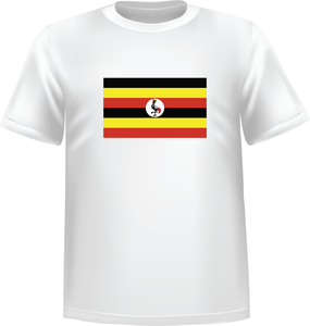 White t-shirt 100% cotton ATC with Uganda flag on front - T-shirt Uganda chest