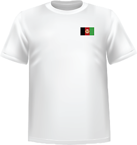 White t-shirt 100% cotton ATC with Afghanistan flag at chest - T-shirt Afghanistan chest