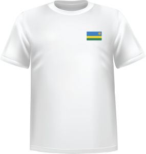 White t-shirt 100% cotton ATC with Rwanda flag at chest - T-shirt Rwanda chest