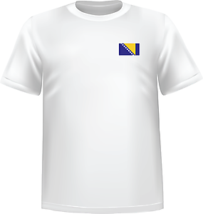 T-Shirt 100% coton blanc ATC avec le drapeau du Bosnie au coeur - T-shirt Bosnie coeur