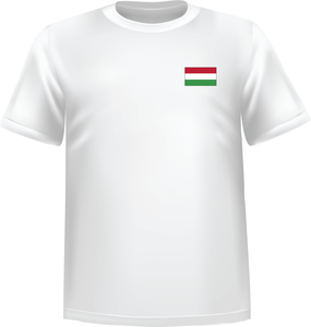White t-shirt 100% cotton ATC with Hungary flag at chest - T-shirt Hungary chest