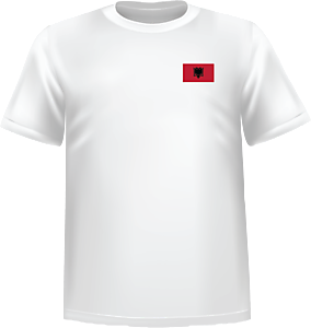 White t-shirt 100% cotton ATC with Albania flag at chest - T-shirt Albania chest