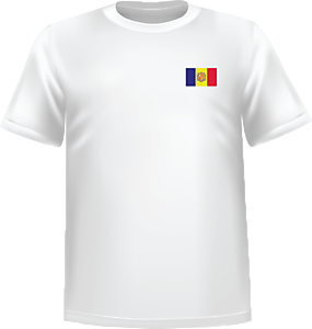 T-Shirt 100% coton blanc ATC avec le drapeau de l'Andorre au coeur - T-shirt Andorre coeur
