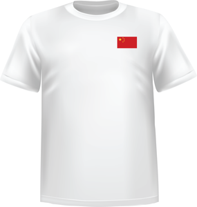 T-Shirt 100% coton blanc ATC avec le drapeau de la Chine au coeur - T-shirt Chine coeur