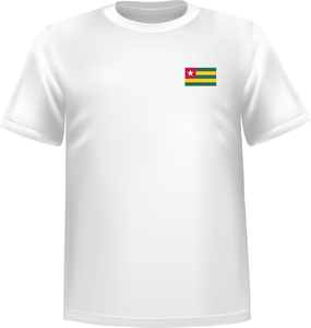 White t-shirt 100% cotton ATC with Togo flag at chest - T-shirt Togo chest