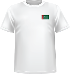 White t-shirt 100% cotton ATC with Turkmenistan flag at chest - T-shirt Turkmenistan chest