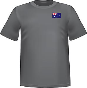 Grey t-shirt 100% cotton ATC with Australia flag at chest - T-shirt Australia chest