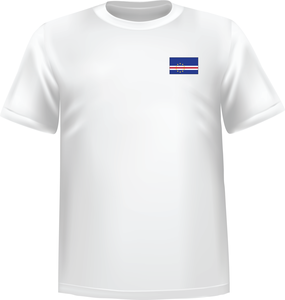 White t-shirt 100% cotton ATC with Cape verde flag at chest - T-shirt Cape verde chest