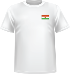 White t-shirt 100% cotton ATC with Niger flag at chest - T-shirt Niger chest