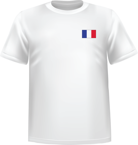 T-Shirt 100% coton blanc ATC avec le drapeau de la France au coeur - T-shirt France coeur