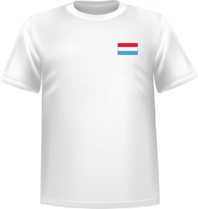 White t-shirt 100% cotton ATC with Luxembourg flag at chest - T-shirt Luxembourg chest