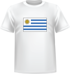 T-Shirt 100% coton blanc ATC avec le drapeau de l'Uruguay au devant centre - T-shirt Uruguay devant centre