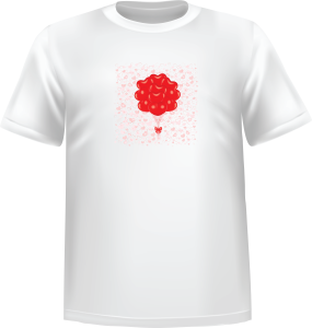 T-Shirt 100% coton blanc ATC avec un dessin de ballons de Saint-Valentin au devant centre - T-shirt Ballons Saint-Valentin devant