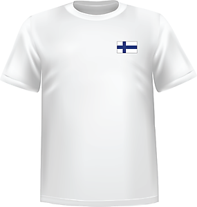 T-Shirt 100% coton blanc ATC avec le drapeau de la Finlande au coeur - T-shirt Finlande coeur