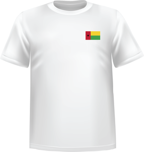 White t-shirt 100% cotton ATC with Guinea-Bissau flag at chest - T-shirt Guinea-Bissau chest