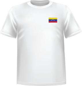 White t-shirt 100% cotton ATC with Venezuela flag at chest - T-shirt Venezuela chest