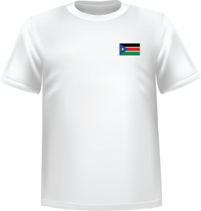 White t-shirt 100% cotton ATC with South sudan at chest - T-shirt South sudan chest