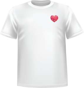 White t-shirt 100% cotton ATC with a Valentine's day heart at chest - T-shirt valentine's heart chest