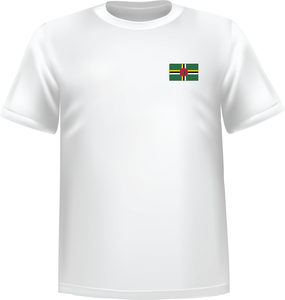 T-Shirt 100% coton blanc ATC avec le drapeau de la Dominique au coeur - T-shirt Dominique coeur