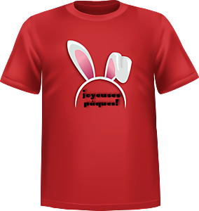 T-Shirt 100% coton rouge ATC avec un logo de pâque au devant - T-shirt logo de Pâque devant
