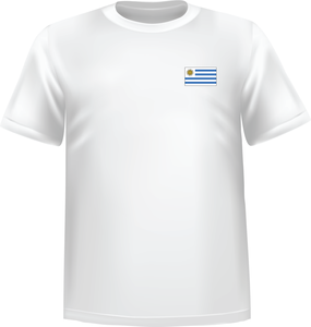 White t-shirt 100% cotton ATC with Uruguay flag at chest - T-shirt Uruguay chest