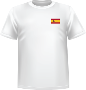 T-Shirt 100% coton blanc ATC avec le drapeau de l'Espagne au coeur - T-shirt Espagne coeur