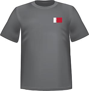 Grey t-shirt 100% cotton ATC with Bahrain flag at chest - T-shirt Bahrain chest