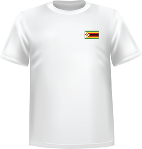 White t-shirt 100% cotton ATC with Zimbabwe flag at chest - T-shirt Zimbabwe chest