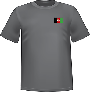 Grey t-shirt 100% cotton ATC with Afghanistan flag at chest - T-shirt Afghanistan chest