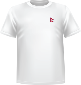 White t-shirt 100% cotton ATC with Nepal flag at chest - T-shirt Nepal chest