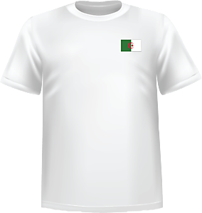 White t-shirt 100% cotton ATC with Algeria flag at chest - T-shirt Algeria chest