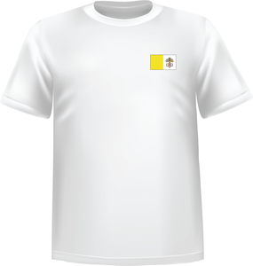 T-Shirt 100% coton blanc ATC avec le drapeau du Vatican au coeur - T-shirt Vatican coeur