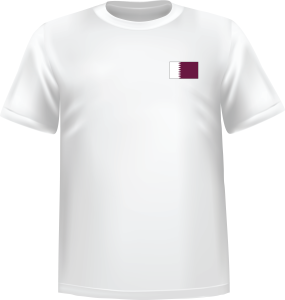 T-Shirt 100% coton blanc ATC avec le drapeau du Qatar au coeur - T-shirt Qatar coeur