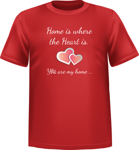 T-Shirt 100% coton rouge ATC avec une phrase de Saint-valentin au devant centre - T-shirt Phrase Saint-valentin devant centre