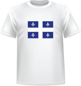 T-Shirt 100% coton blanc ATC avec le drapeau du Québec au devant centre - T-shirt Québec devant centre