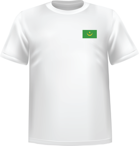 White t-shirt 100% cotton ATC with Mauritania flag at chest - T-shirt Mauritania chest