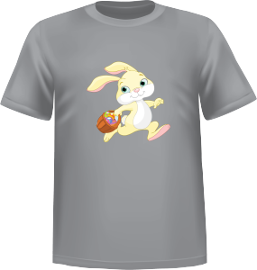 Grey t-shirt 100% cotton ATC with Easter rabbit on front - T-shirt Easter rabbit front