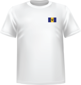 White t-shirt 100% cotton ATC with Barbados flag at chest - T-shirt Barbados chest