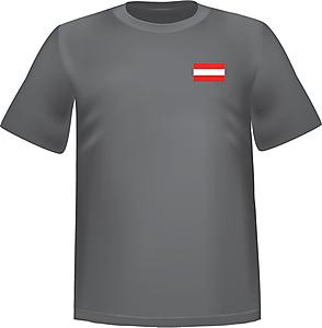 Grey t-shirt 100% cotton ATC with Austria flag at chest - T-shirt Austria chest
