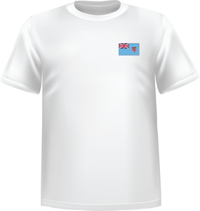 White t-shirt 100% cotton ATC with Fiji flag at chest - T-shirt Fiji chest