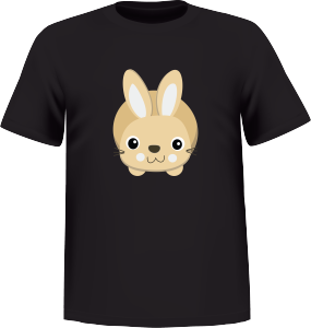 T-Shirt 100% coton noir ATC avec un lapin de pâque au devant centre - T-shirt Lapin de pâque Devant centre