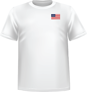 White t-shirt 100% cotton ATC with United States of America flag at chest - T-shirt United States of America chest