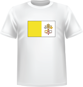 T-Shirt 100% coton blanc ATC avec le drapeau du Vatican au devant centre - T-shirt Vatican devant centre