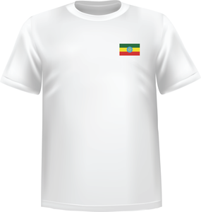 White t-shirt 100% cotton ATC with Ethiopia flag at chest - T-shirt Ethiopia chest