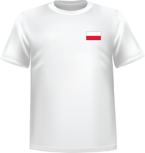 White t-shirt 100% cotton ATC with Poland flag at chest - T-shirt Poland chest
