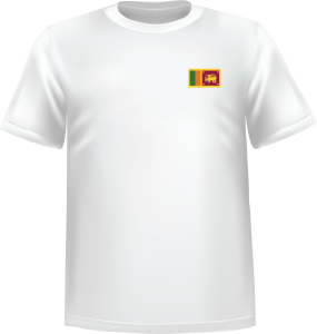 White t-shirt 100% cotton ATC with Sri lanke flag at chest - T-shirt Sri lanke chest